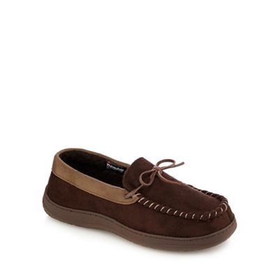 Brown moccasin slippers